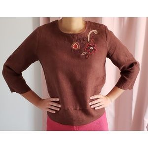 Brown Embroidered Top